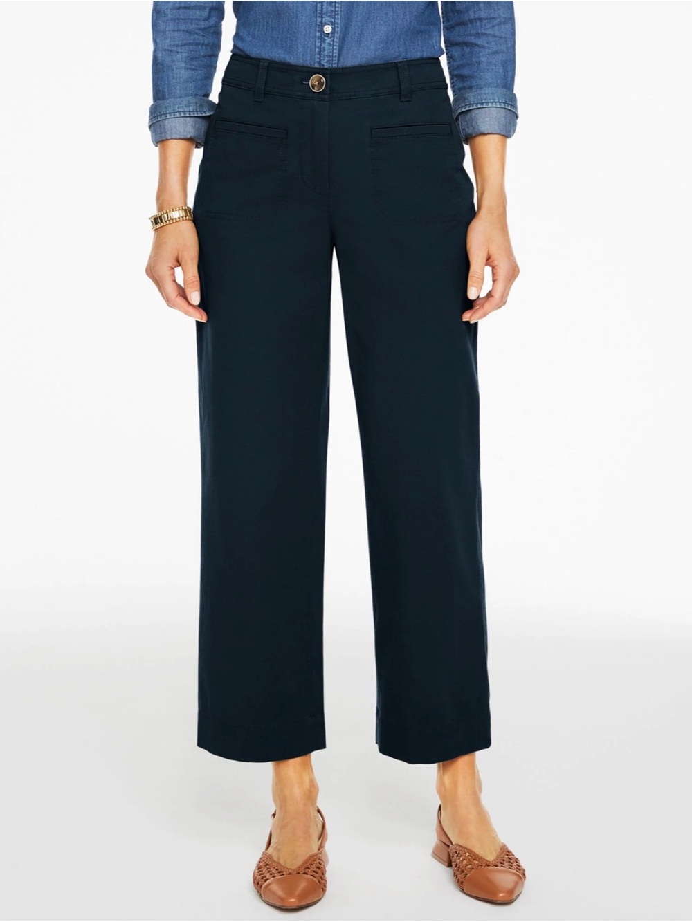 Talbots Straight Crop Ottoman Pants Relaxed with Patch Pockets EUC Size 18